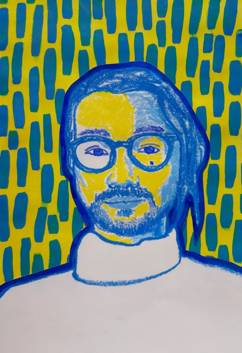 ilustração homem com óculos amarelo e azul