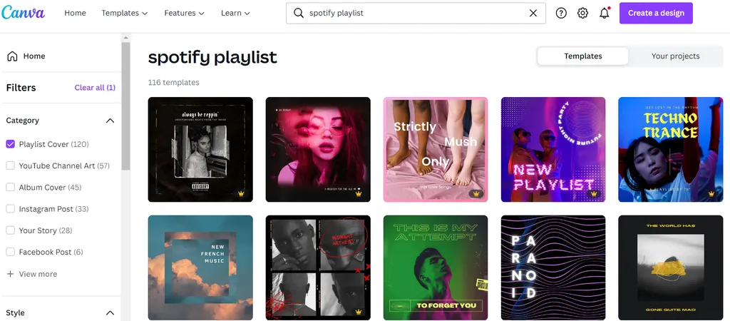Canva spotify playlist cover templates