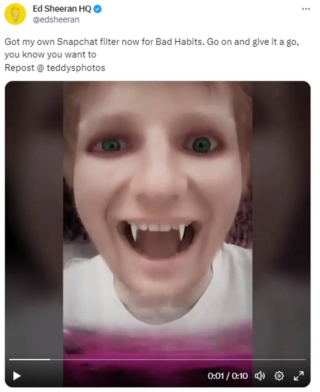 Ed Sheeran Snapchat filter - iMusician