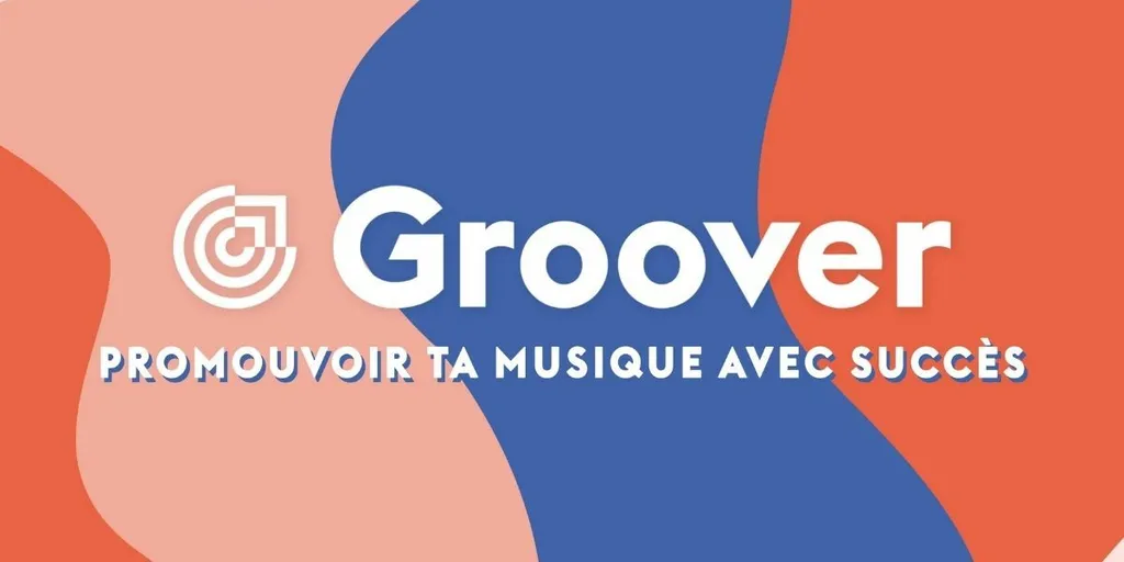 Le logo de Groover et son slogan sur fond multicolore