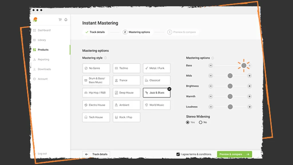 Panel de masterización online de iMusician