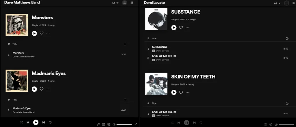 Individual singles waterfall release