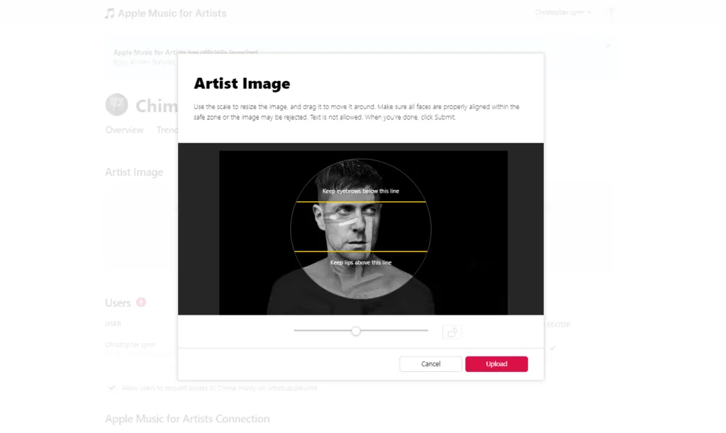 Screenshot Apple Music for Artists Chimp Hardy Image Artiste