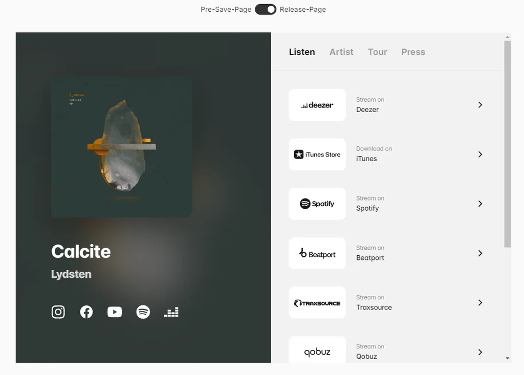 Artist Hub Smartlink