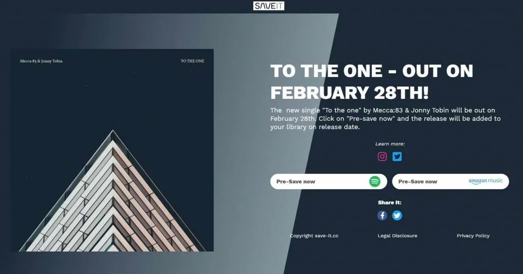 Página de preguardado / Pre-save en Spotify