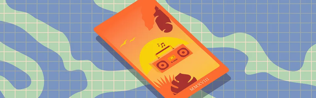 sunset with stereo graphic