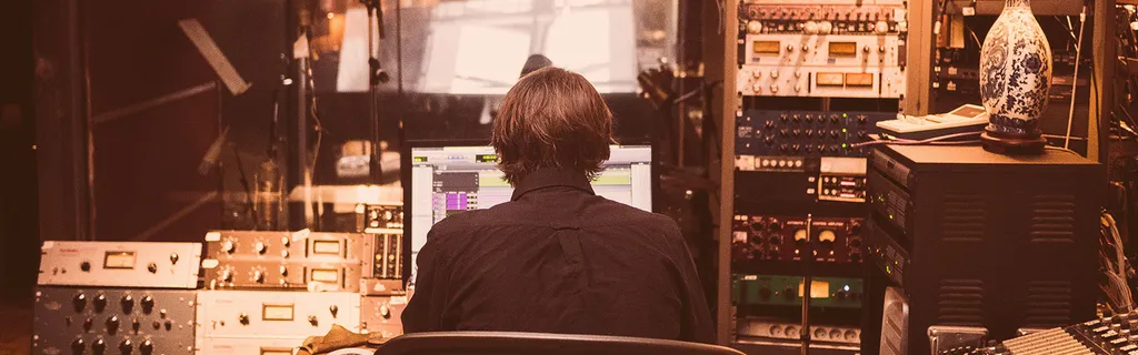 Man sitting in a recording studio