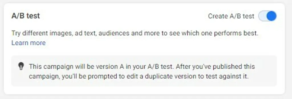 A b testing facebook ads