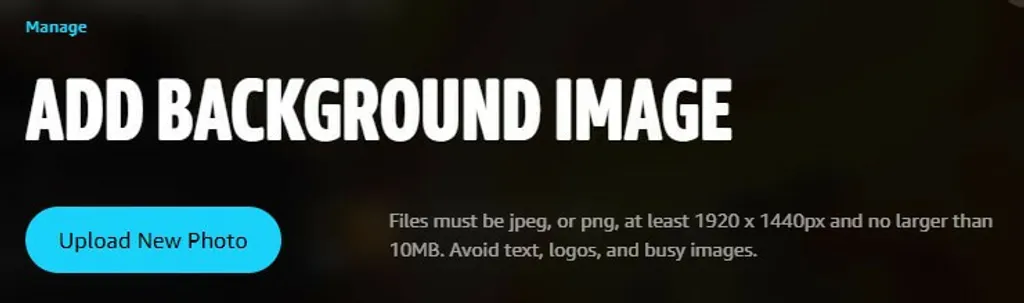 Add background image amazon music for artists