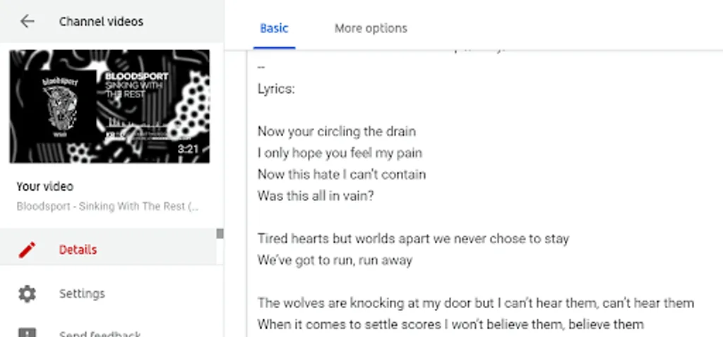 Add lyrics on youtube videos