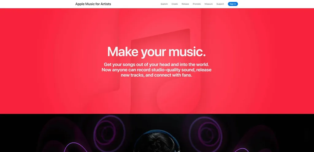 Apple music for artists webpage