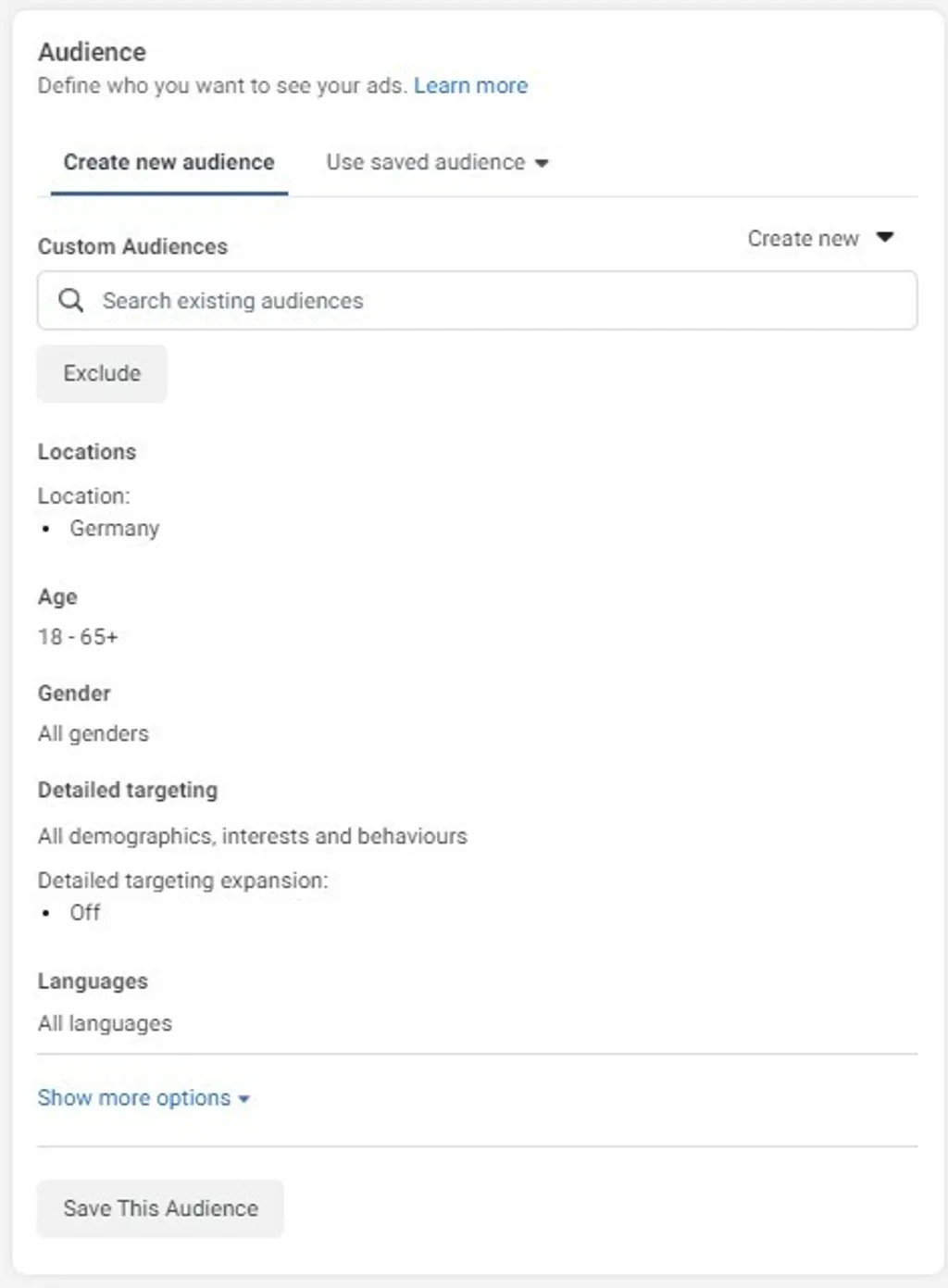 Audience facebook ads