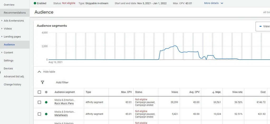 Audience youtube ad