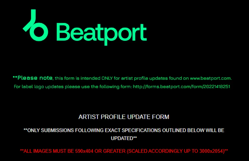 Beatport form