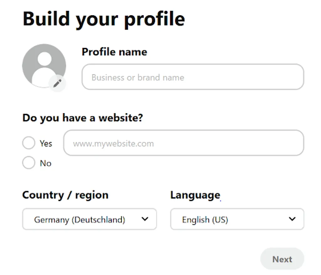 Build your profile on pinterest
