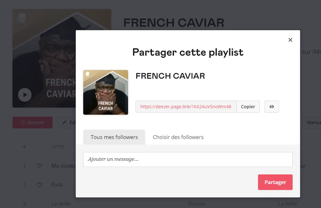 Condividi Deezer French Caviar playlist