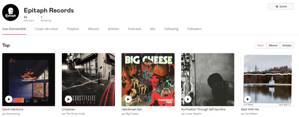 Profil Deezer Epitaph Records