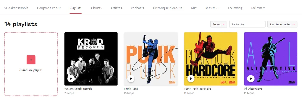 4 playlists Deezer Krod Records