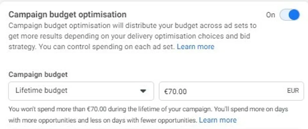 Facebook ads budget