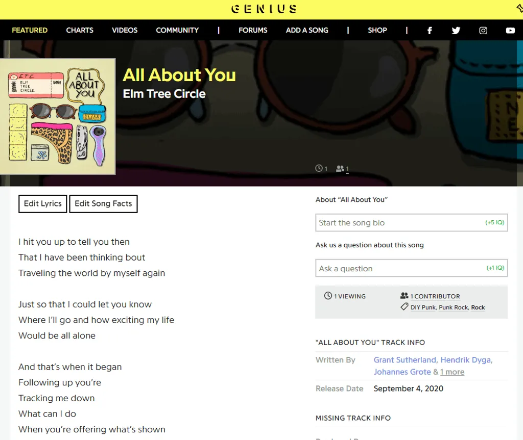 Genius lyrics elm tree circle