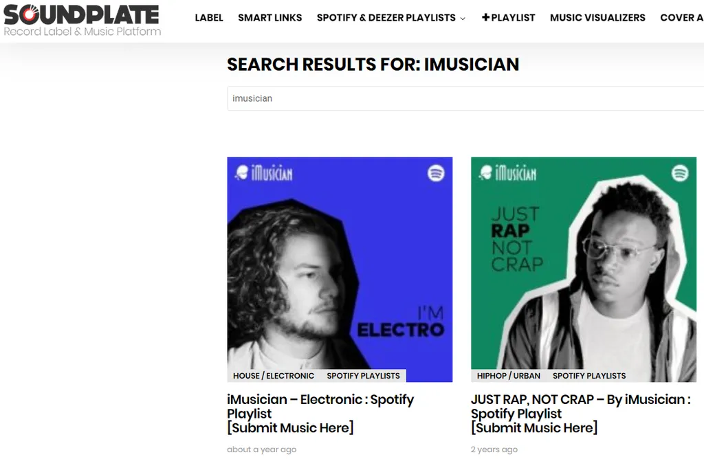 Playlists Rap et Electro iMusician sur Soundplate
