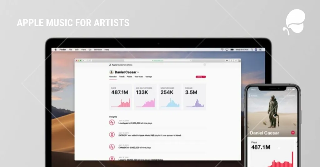 Interface Apple Music For Artists sur Mobile et Desktop