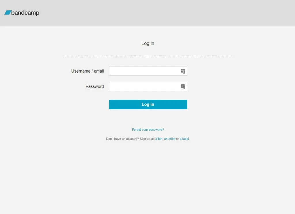 Accedi al tuo account Bandcamp