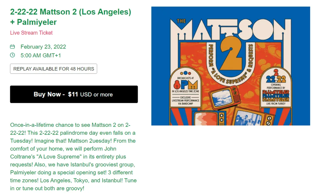 Mattson bandcamp live stream