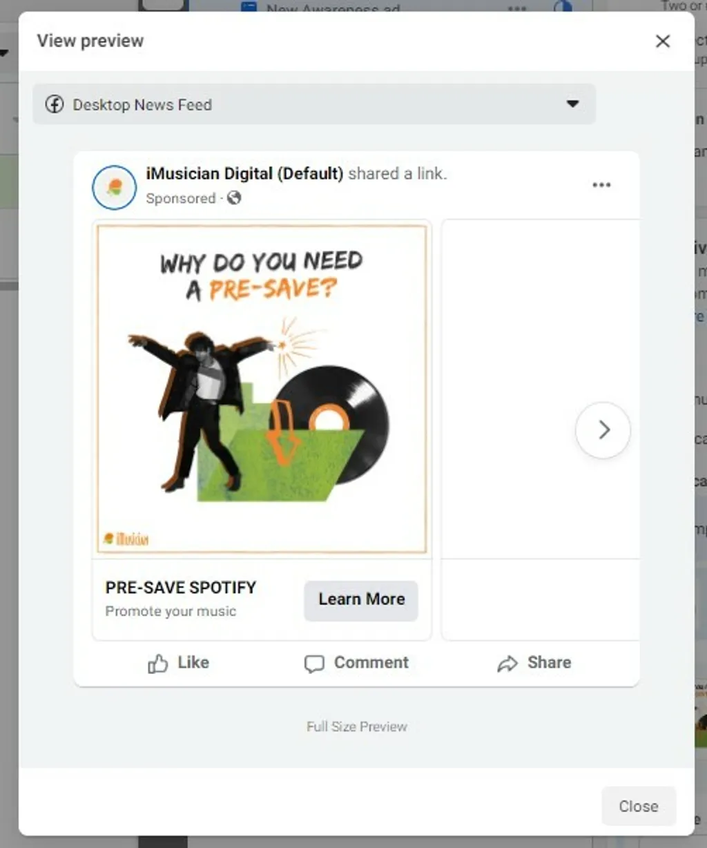 Preview facebook ads