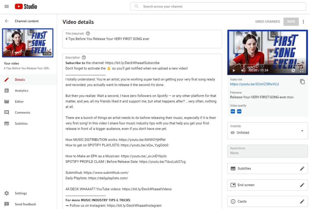 Promote youtube video description