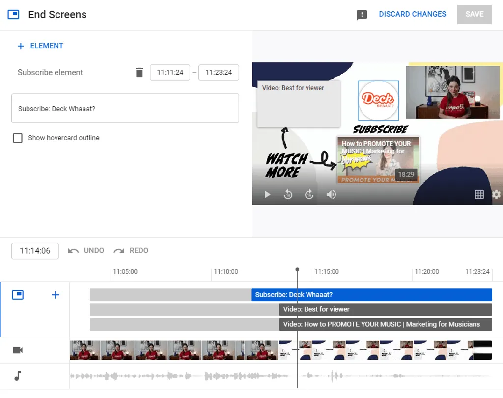 Promote youtube video end cards