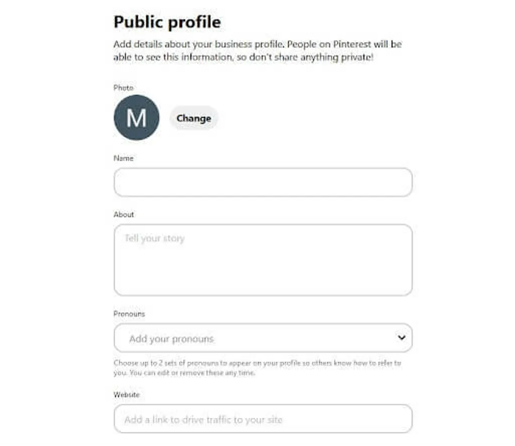 Public profile pinterest