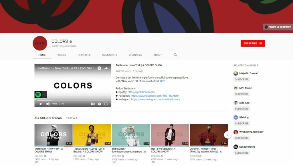Screenshot Colors Music Youtube Channel