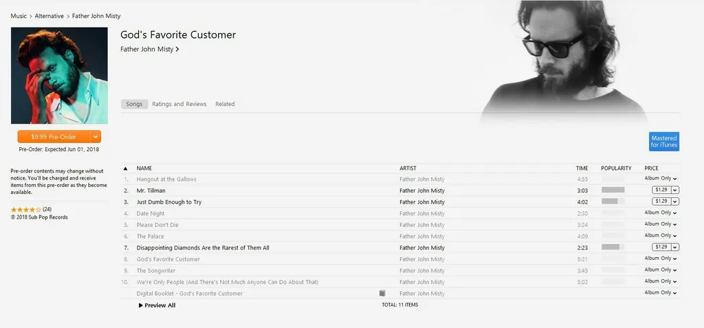 Screenshot iTunes Album Father John Misty