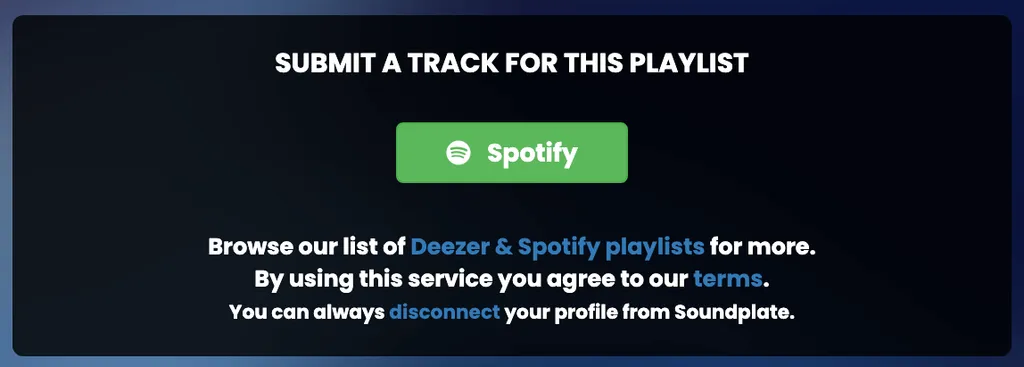 soundplate Track einreichen Formular