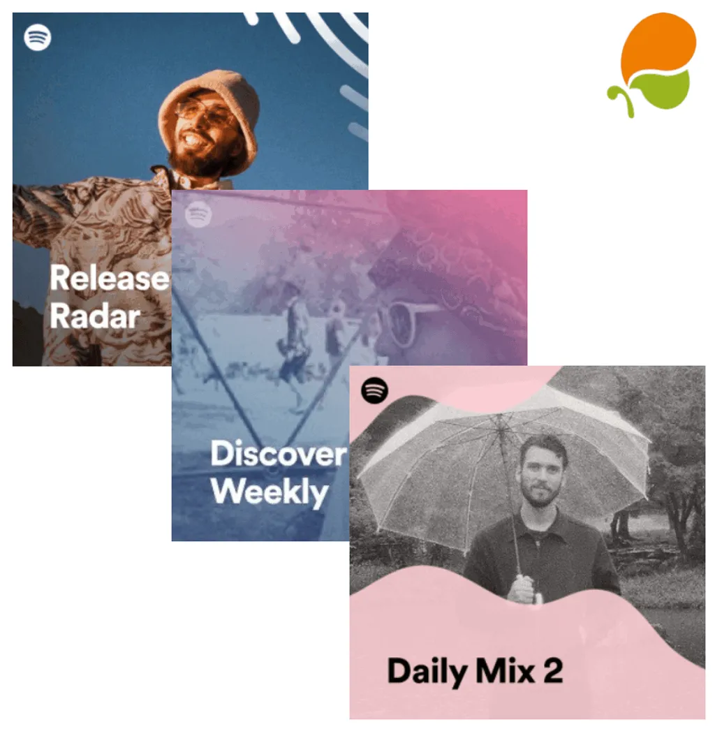 Tres playlists de Spotify generadas por el algoritmo