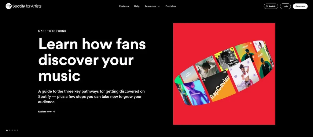 Spotify for artists webpage