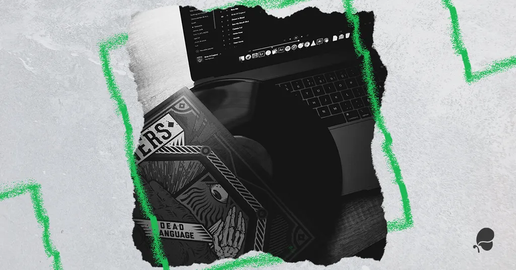 Record and laptop with Spotify