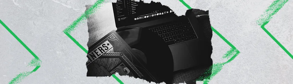 Record and laptop with Spotify