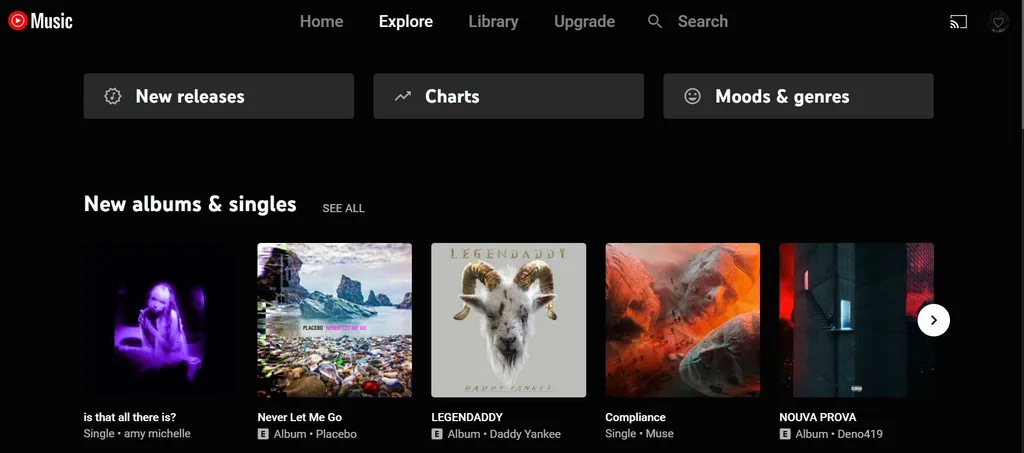 Youtube music screenshot